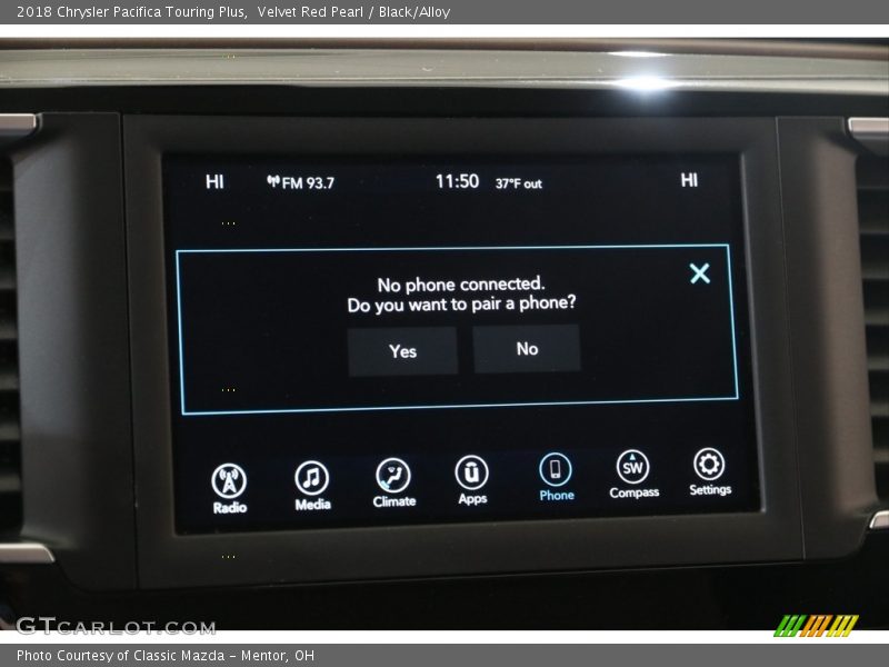 Velvet Red Pearl / Black/Alloy 2018 Chrysler Pacifica Touring Plus