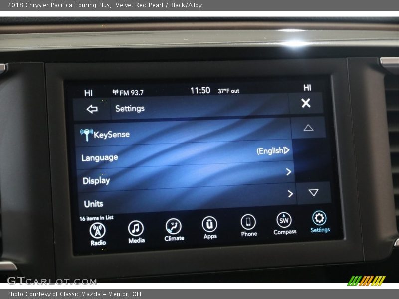 Velvet Red Pearl / Black/Alloy 2018 Chrysler Pacifica Touring Plus