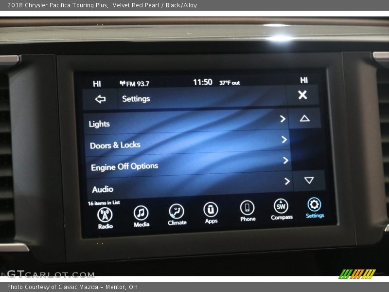 Velvet Red Pearl / Black/Alloy 2018 Chrysler Pacifica Touring Plus