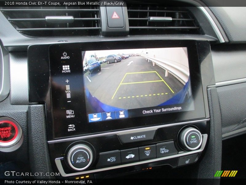 Aegean Blue Metallic / Black/Gray 2018 Honda Civic EX-T Coupe