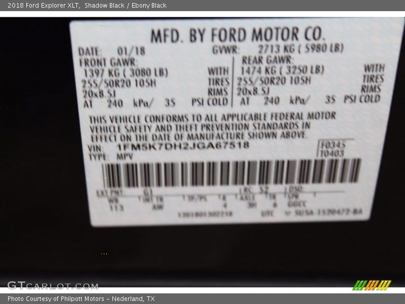 Shadow Black / Ebony Black 2018 Ford Explorer XLT