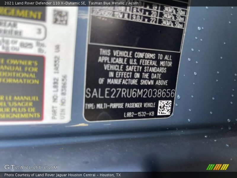 Tasman Blue Metallic / Acorn 2021 Land Rover Defender 110 X-Dynamic SE