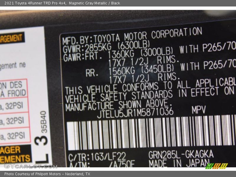 Magnetic Gray Metallic / Black 2021 Toyota 4Runner TRD Pro 4x4