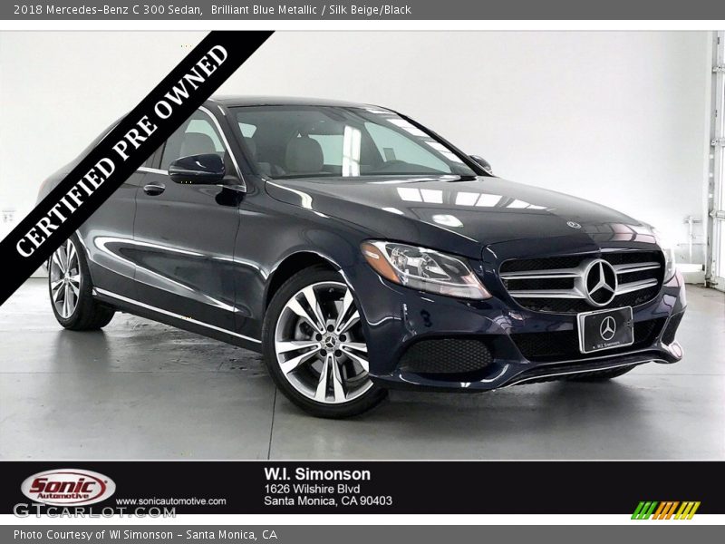 Brilliant Blue Metallic / Silk Beige/Black 2018 Mercedes-Benz C 300 Sedan