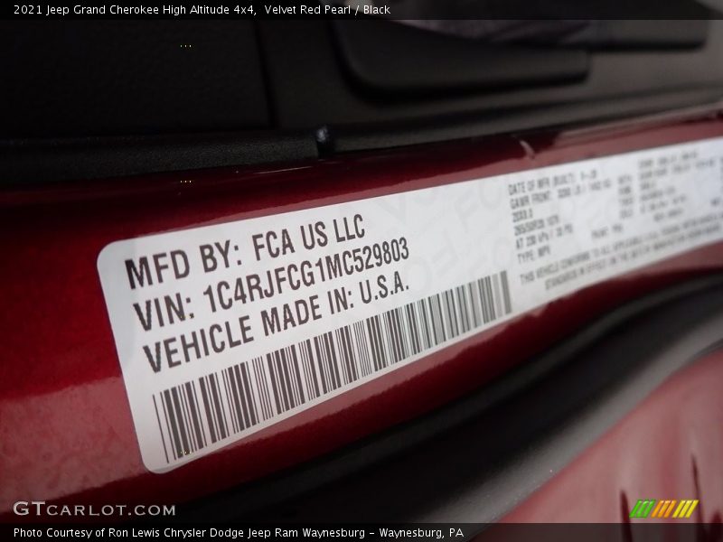 Velvet Red Pearl / Black 2021 Jeep Grand Cherokee High Altitude 4x4