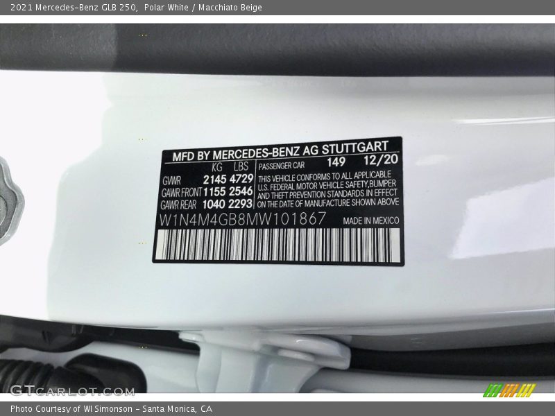 Polar White / Macchiato Beige 2021 Mercedes-Benz GLB 250