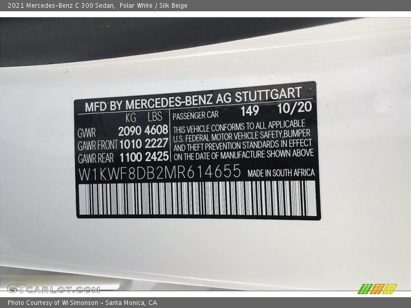 Polar White / Silk Beige 2021 Mercedes-Benz C 300 Sedan