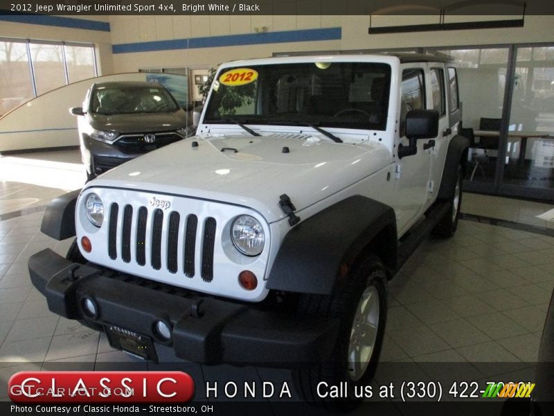 Bright White / Black 2012 Jeep Wrangler Unlimited Sport 4x4