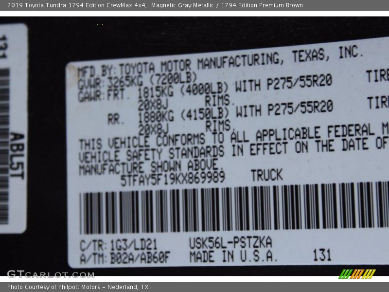 Magnetic Gray Metallic / 1794 Edition Premium Brown 2019 Toyota Tundra 1794 Edition CrewMax 4x4