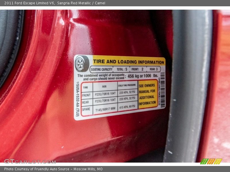 Sangria Red Metallic / Camel 2011 Ford Escape Limited V6