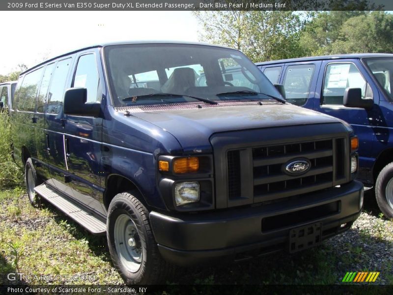 Dark Blue Pearl / Medium Flint 2009 Ford E Series Van E350 Super Duty XL Extended Passenger