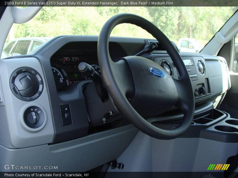 Dark Blue Pearl / Medium Flint 2009 Ford E Series Van E350 Super Duty XL Extended Passenger