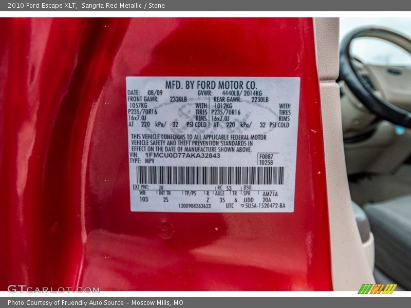 Sangria Red Metallic / Stone 2010 Ford Escape XLT