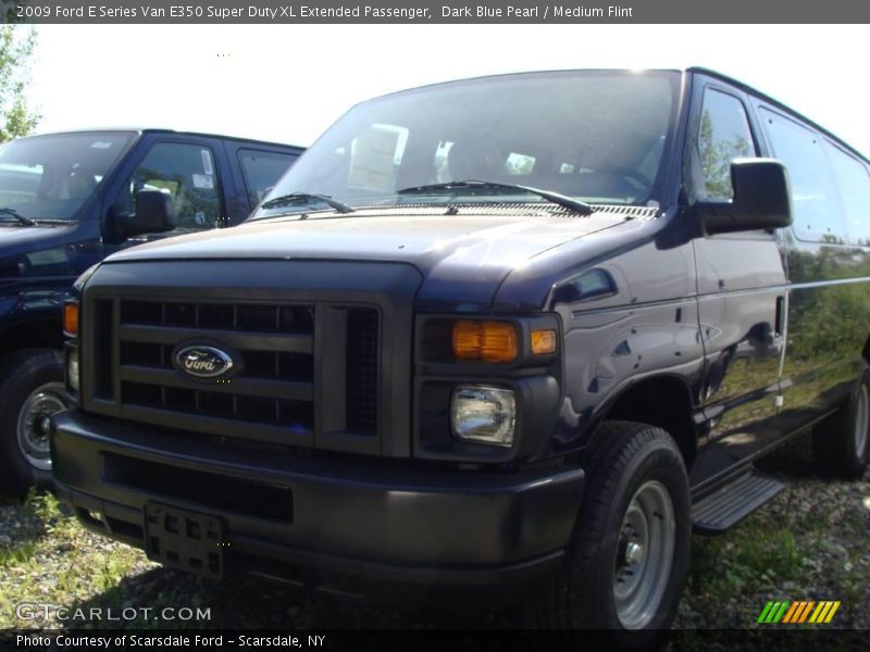 Dark Blue Pearl / Medium Flint 2009 Ford E Series Van E350 Super Duty XL Extended Passenger