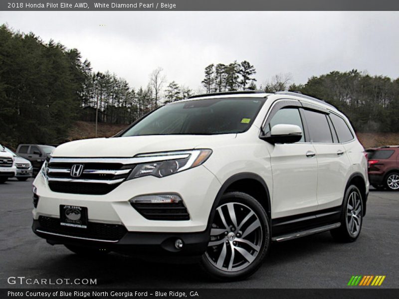 White Diamond Pearl / Beige 2018 Honda Pilot Elite AWD