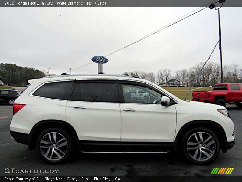 White Diamond Pearl / Beige 2018 Honda Pilot Elite AWD