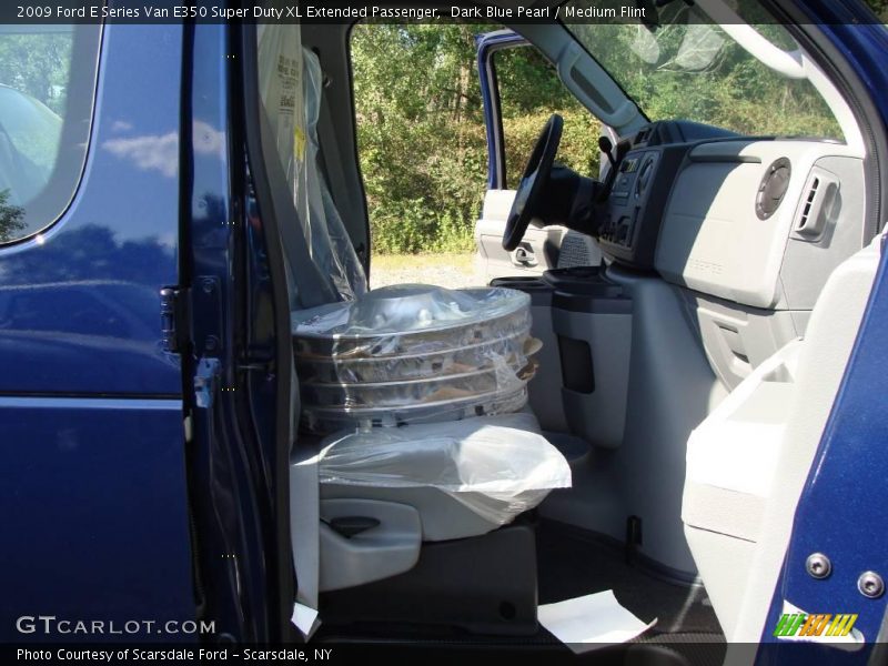 Dark Blue Pearl / Medium Flint 2009 Ford E Series Van E350 Super Duty XL Extended Passenger