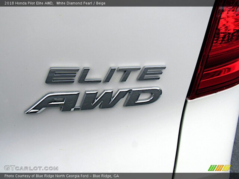 White Diamond Pearl / Beige 2018 Honda Pilot Elite AWD