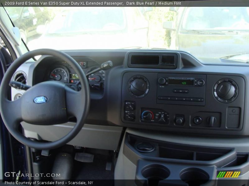 Dark Blue Pearl / Medium Flint 2009 Ford E Series Van E350 Super Duty XL Extended Passenger