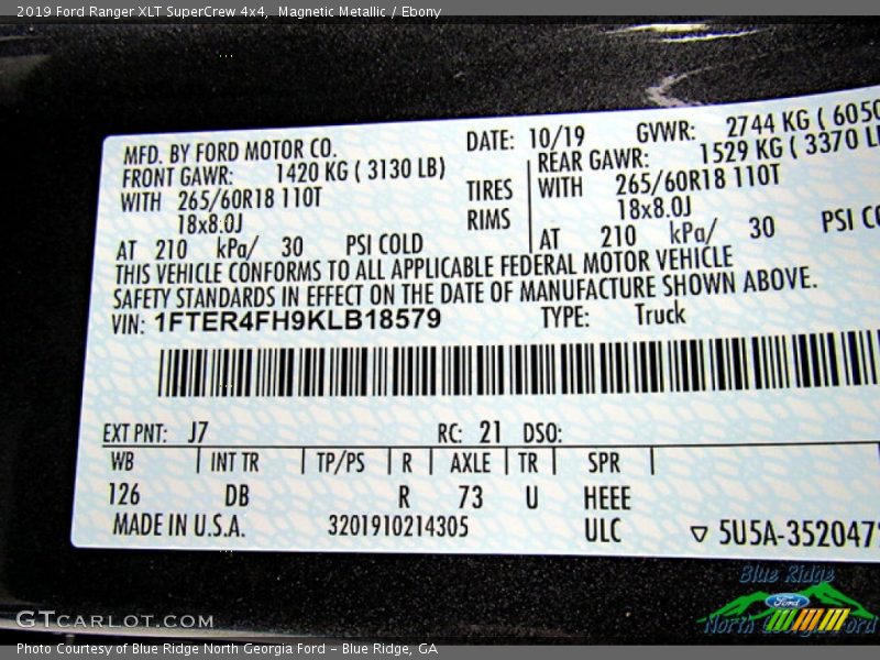 Magnetic Metallic / Ebony 2019 Ford Ranger XLT SuperCrew 4x4