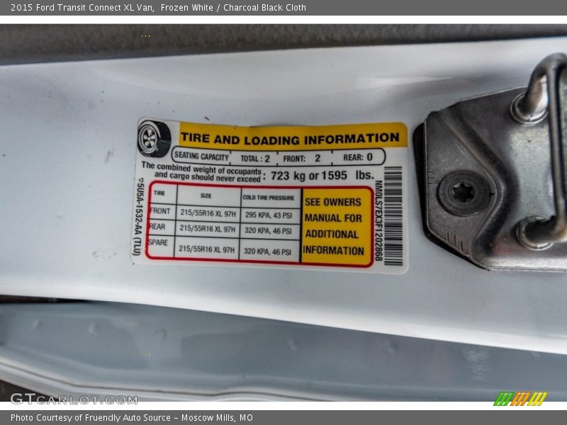 Frozen White / Charcoal Black Cloth 2015 Ford Transit Connect XL Van