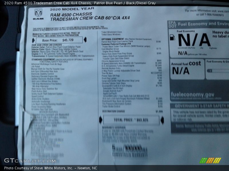 Patriot Blue Pearl / Black/Diesel Gray 2020 Ram 4500 Tradesman Crew Cab 4x4 Chassis