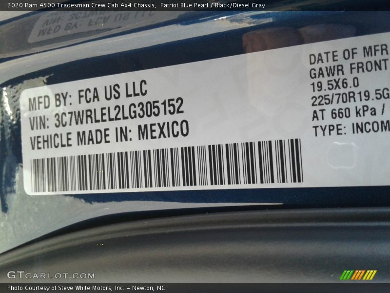 Patriot Blue Pearl / Black/Diesel Gray 2020 Ram 4500 Tradesman Crew Cab 4x4 Chassis