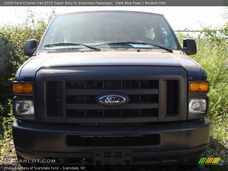 Dark Blue Pearl / Medium Flint 2009 Ford E Series Van E350 Super Duty XL Extended Passenger