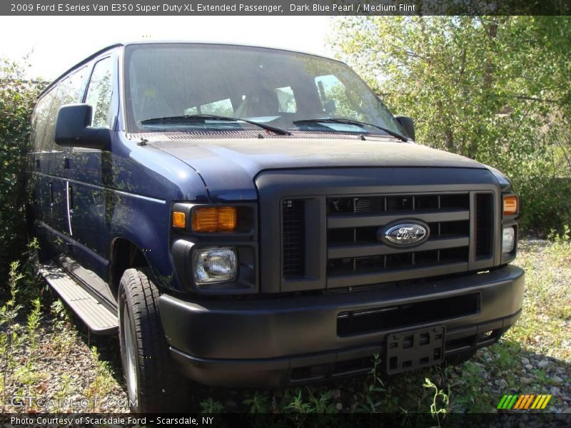 Dark Blue Pearl / Medium Flint 2009 Ford E Series Van E350 Super Duty XL Extended Passenger