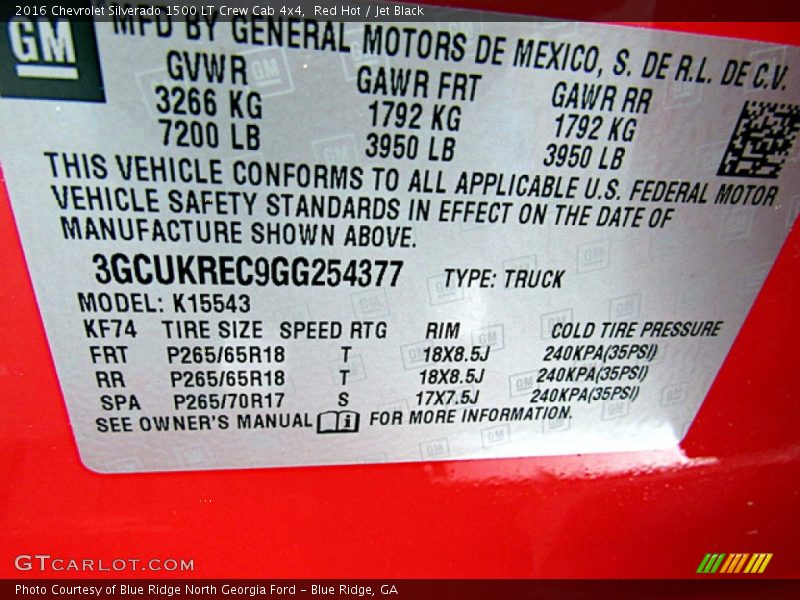 Red Hot / Jet Black 2016 Chevrolet Silverado 1500 LT Crew Cab 4x4