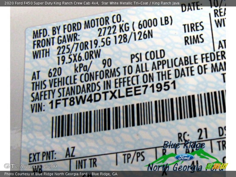 Star White Metallic Tri-Coat / King Ranch Java 2020 Ford F450 Super Duty King Ranch Crew Cab 4x4