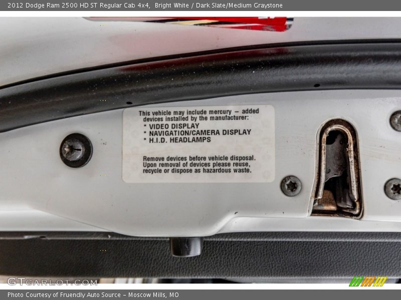 Bright White / Dark Slate/Medium Graystone 2012 Dodge Ram 2500 HD ST Regular Cab 4x4