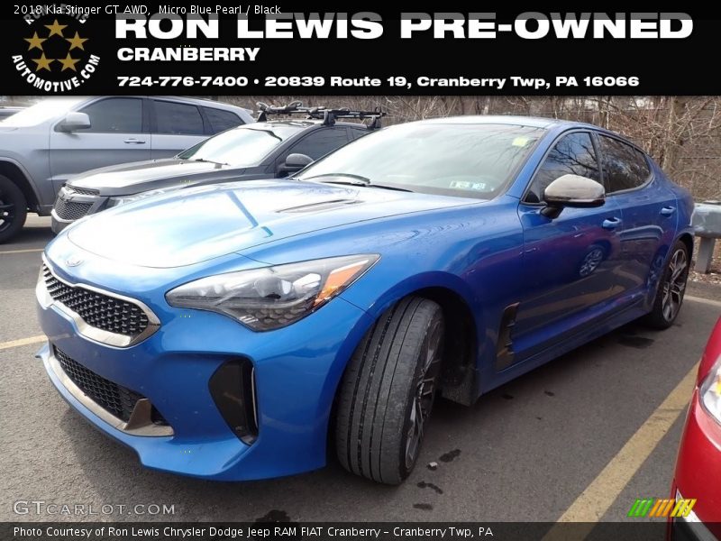 Micro Blue Pearl / Black 2018 Kia Stinger GT AWD