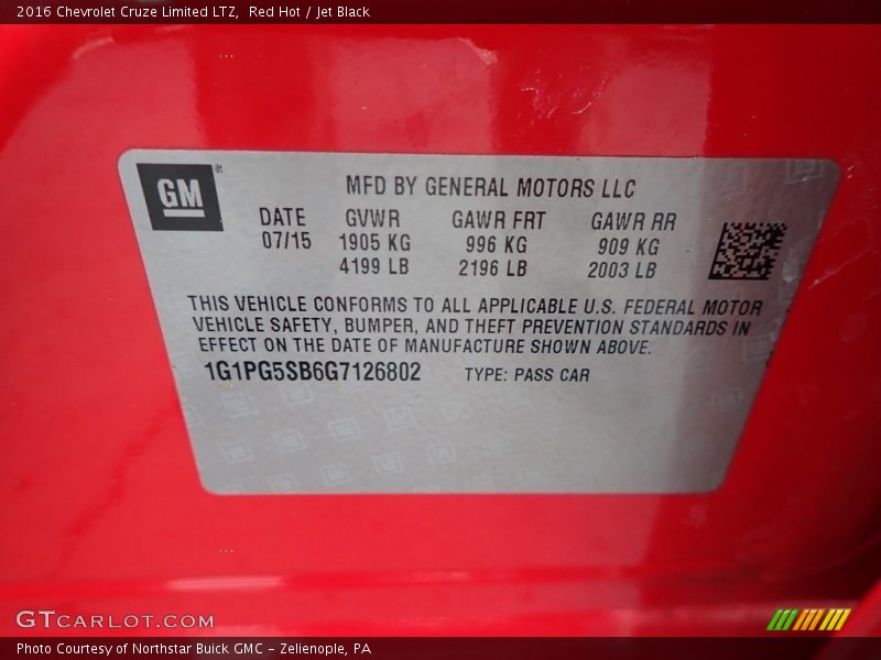 Red Hot / Jet Black 2016 Chevrolet Cruze Limited LTZ