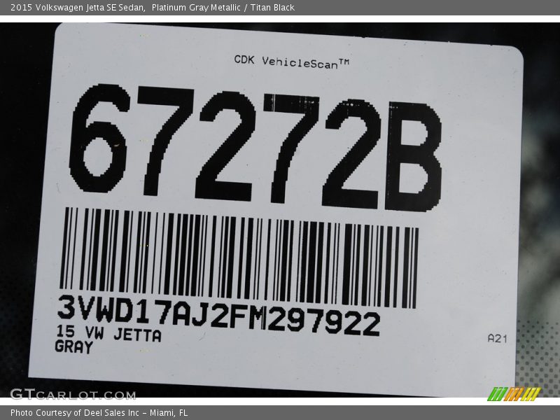 Platinum Gray Metallic / Titan Black 2015 Volkswagen Jetta SE Sedan
