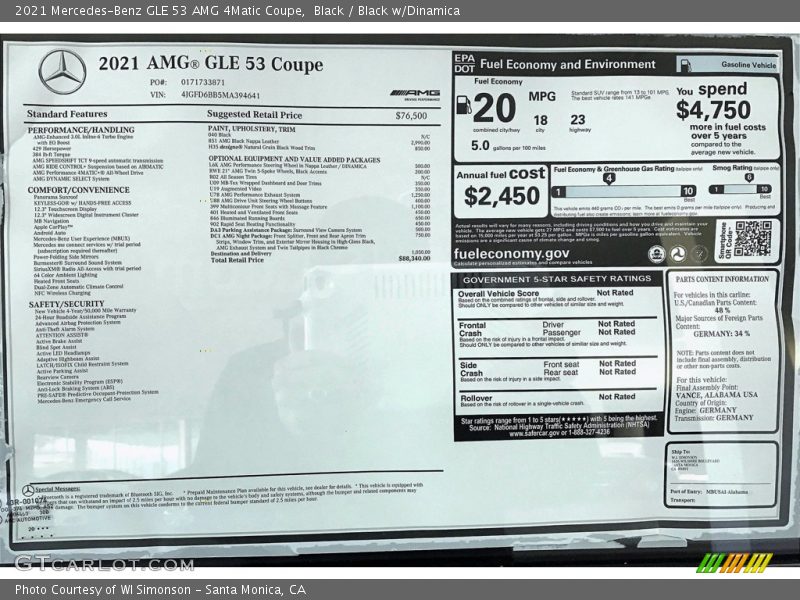 Black / Black w/Dinamica 2021 Mercedes-Benz GLE 53 AMG 4Matic Coupe