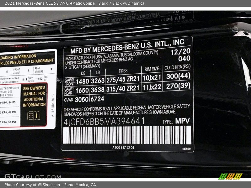 Black / Black w/Dinamica 2021 Mercedes-Benz GLE 53 AMG 4Matic Coupe