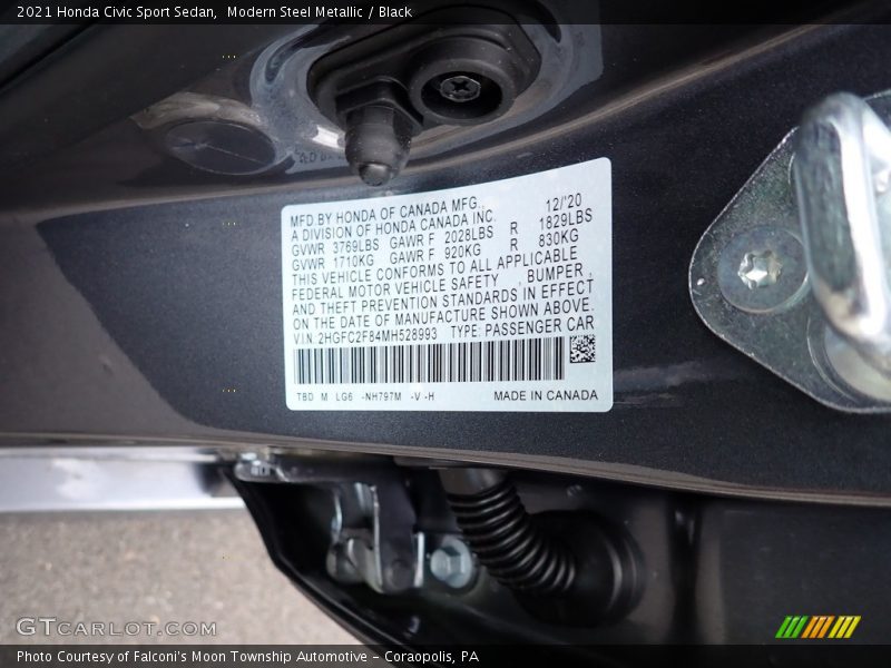 Modern Steel Metallic / Black 2021 Honda Civic Sport Sedan