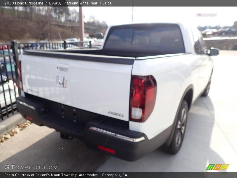 Platinum White Pearl / Beige 2020 Honda Ridgeline RTL AWD