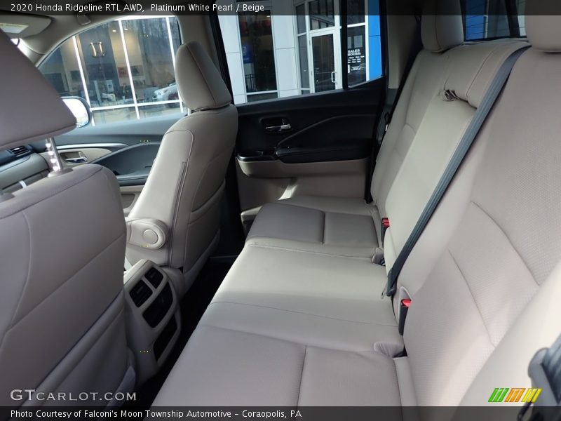 Platinum White Pearl / Beige 2020 Honda Ridgeline RTL AWD