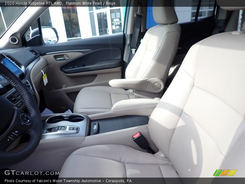 Platinum White Pearl / Beige 2020 Honda Ridgeline RTL AWD