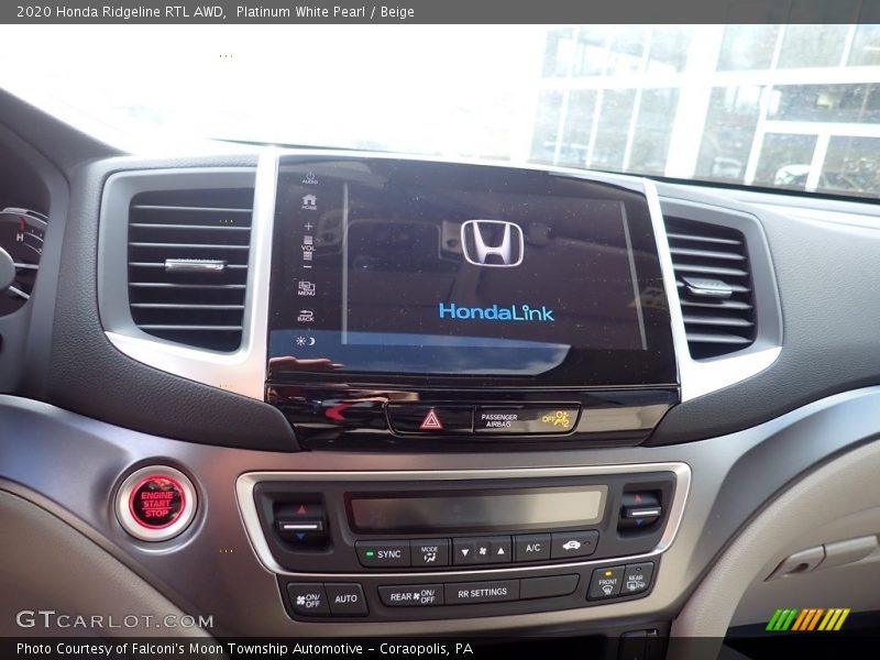 Platinum White Pearl / Beige 2020 Honda Ridgeline RTL AWD