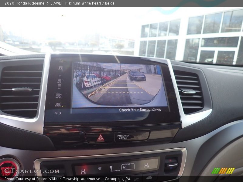 Platinum White Pearl / Beige 2020 Honda Ridgeline RTL AWD