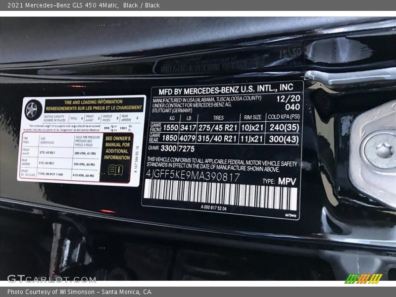 Black / Black 2021 Mercedes-Benz GLS 450 4Matic