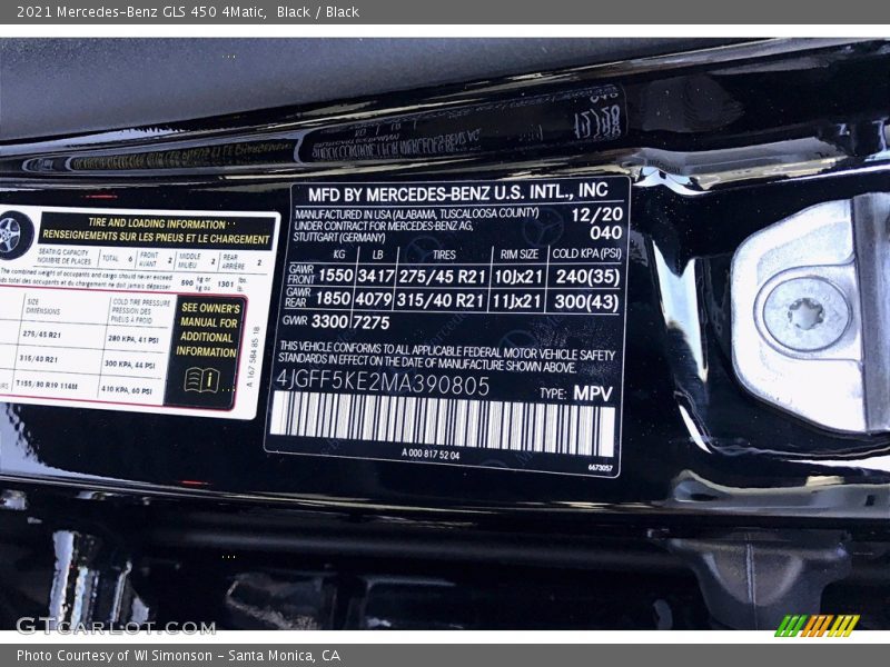 Black / Black 2021 Mercedes-Benz GLS 450 4Matic