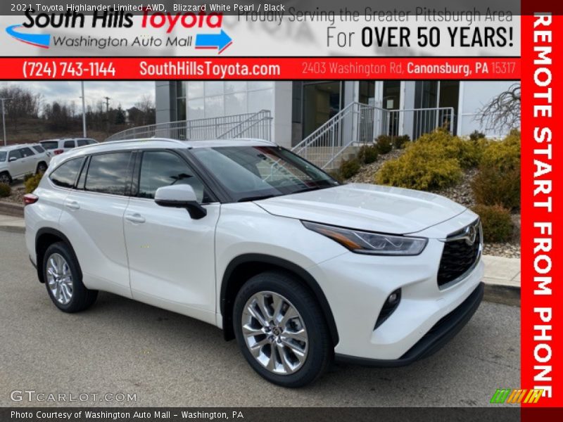 Blizzard White Pearl / Black 2021 Toyota Highlander Limited AWD