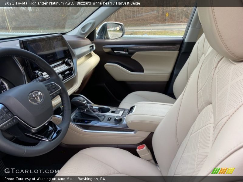 Blizzard White Pearl / Harvest Beige 2021 Toyota Highlander Platinum AWD