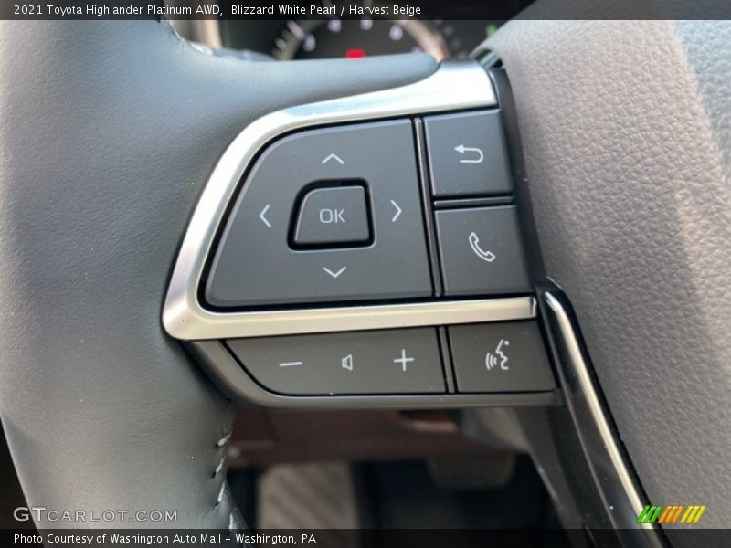 Blizzard White Pearl / Harvest Beige 2021 Toyota Highlander Platinum AWD