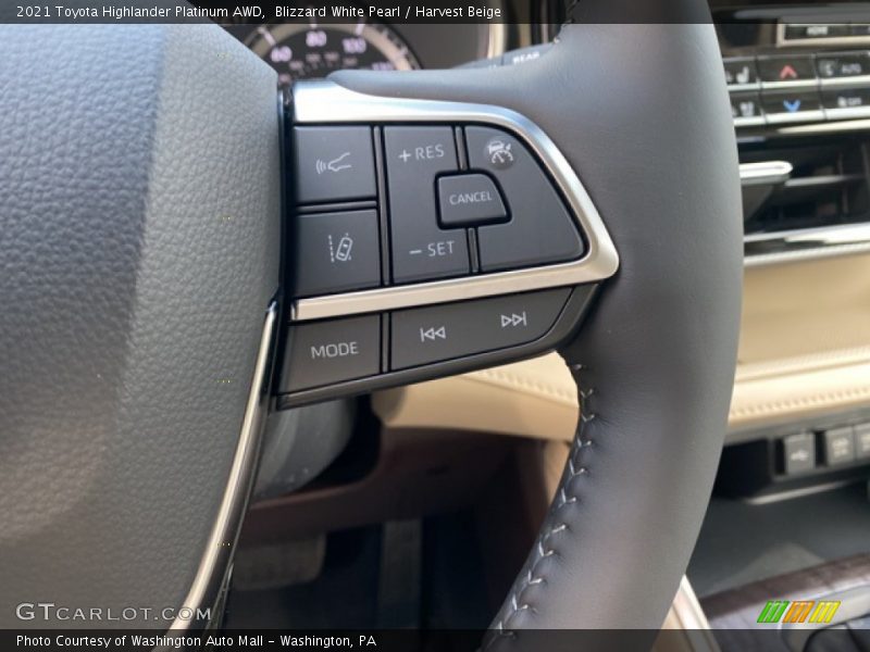 Blizzard White Pearl / Harvest Beige 2021 Toyota Highlander Platinum AWD