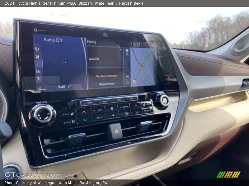 Blizzard White Pearl / Harvest Beige 2021 Toyota Highlander Platinum AWD